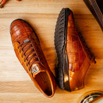 Marco Di Milano Bari Lizard Patchwork Sneakers Cognac