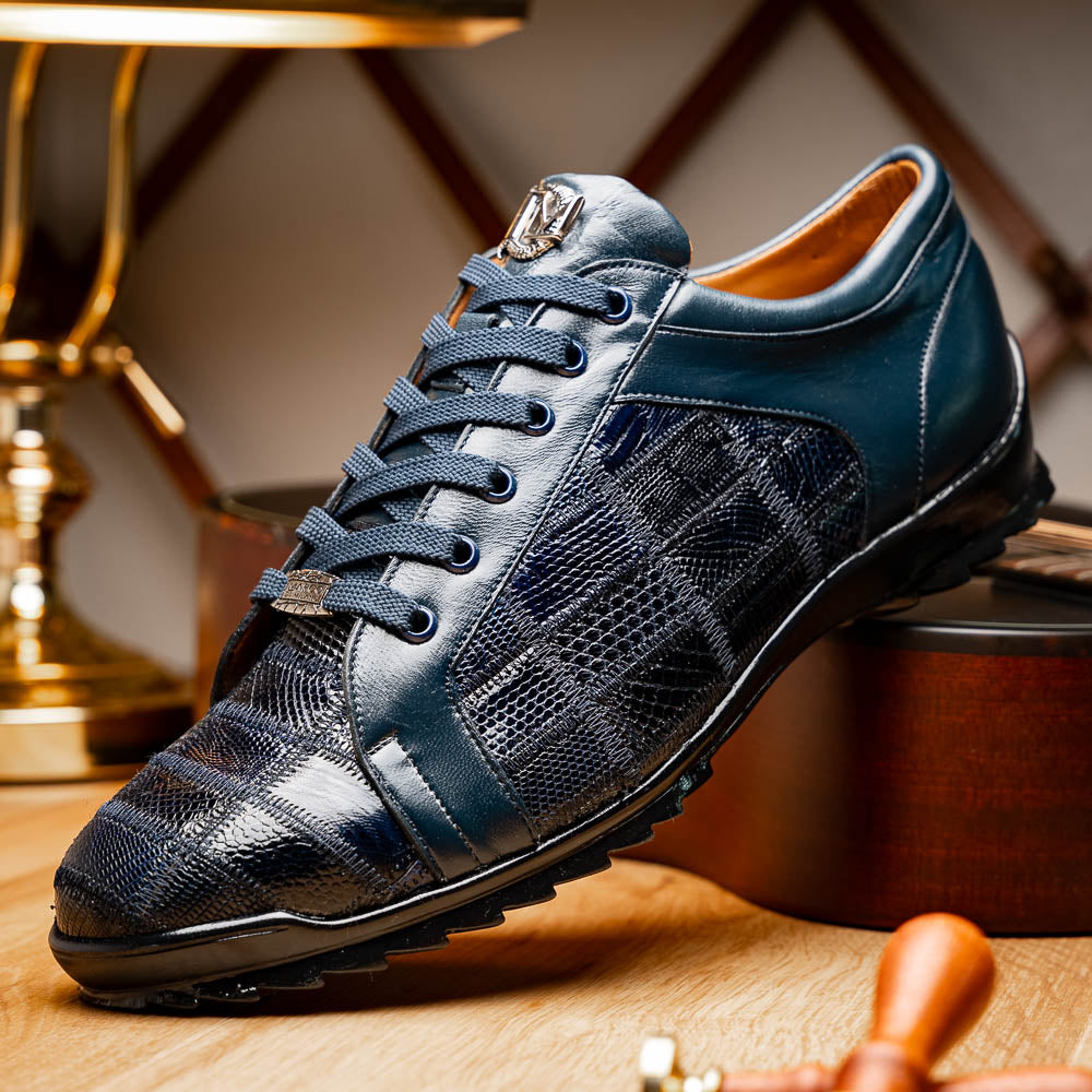 Marco Di Milano Bari Lizard Patchwork Sneakers Navy