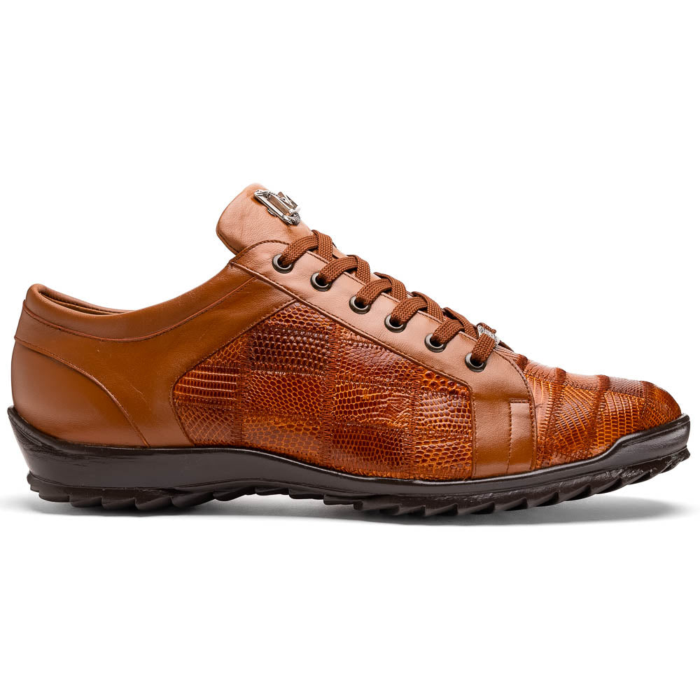 Marco Di Milano Bari Lizard Patchwork Sneakers Cognac