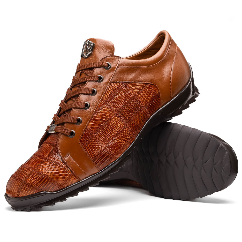 Marco Di Milano Bari Lizard Patchwork Sneakers Cognac