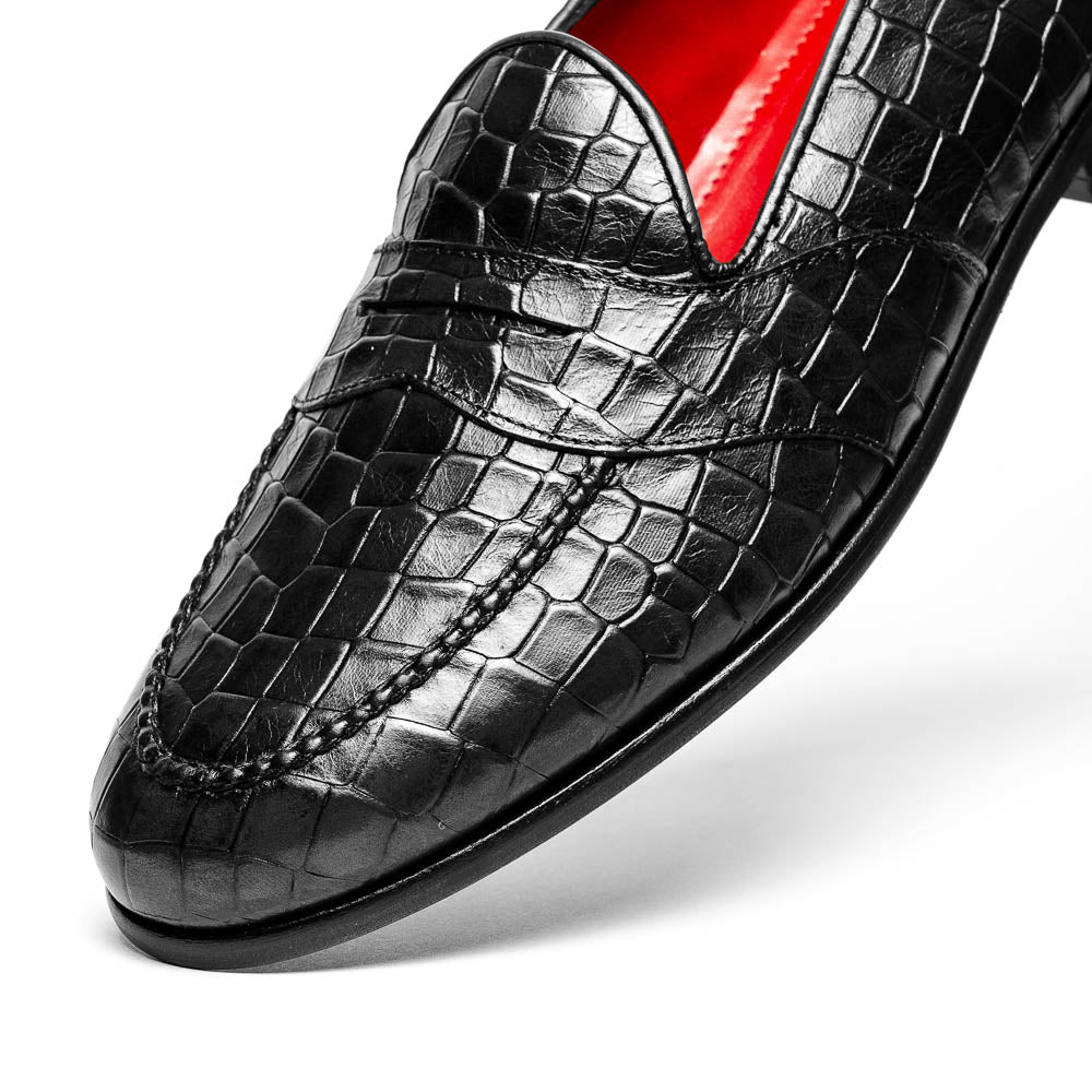 Alan Payne Barney II Calfskin Penny Loafers Black
