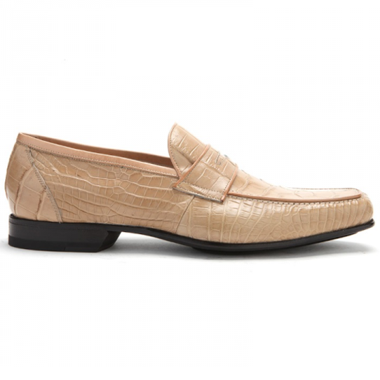Caporicci 9961 Alligator Penny Loafers Beige