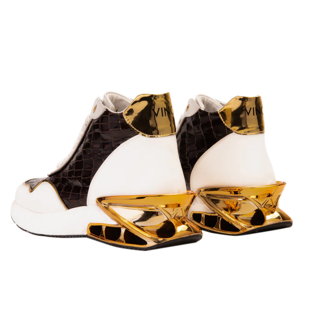 Vinci Leather Bellagio Leather High-Top Sneaker Boot White / Gold