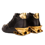 Vinci Leather Bellagio Leather High-Top Sneaker Boot Black / Gold