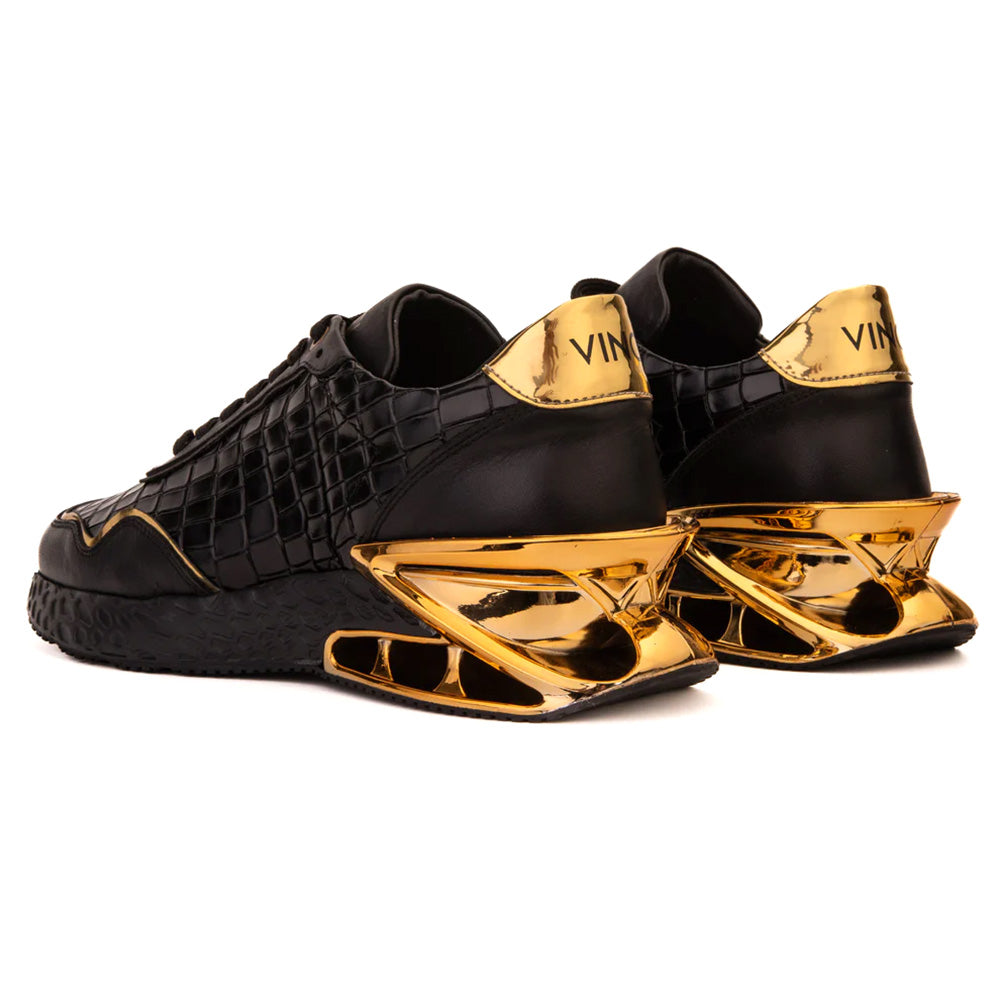Vinci Leather Bellagio Leather Sneaker Black / Gold