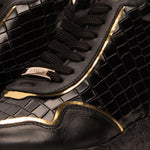 Vinci Leather Bellagio Leather High-Top Sneaker Boot Black / Gold