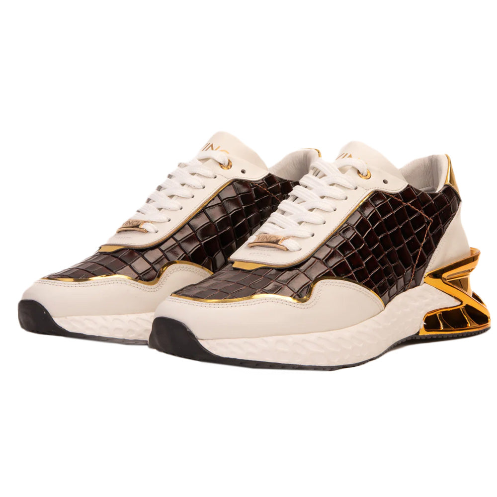 Vinci Leather Bellagio Leather Sneaker Boot White / Gold