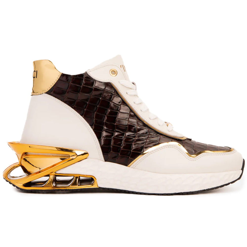 Vinci Leather Bellagio Leather High-Top Sneaker Boot White / Gold