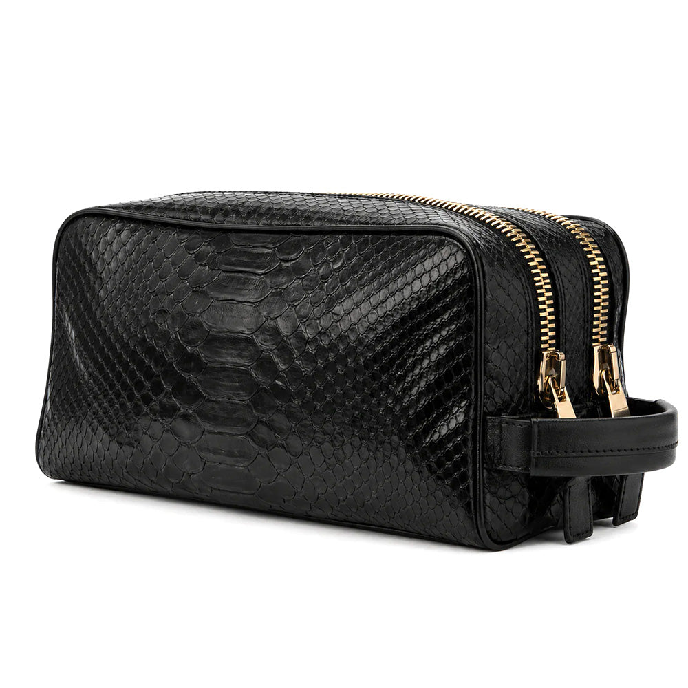 Vinci Leather The Belluno Python Leather Men’s Essentials Bag Black