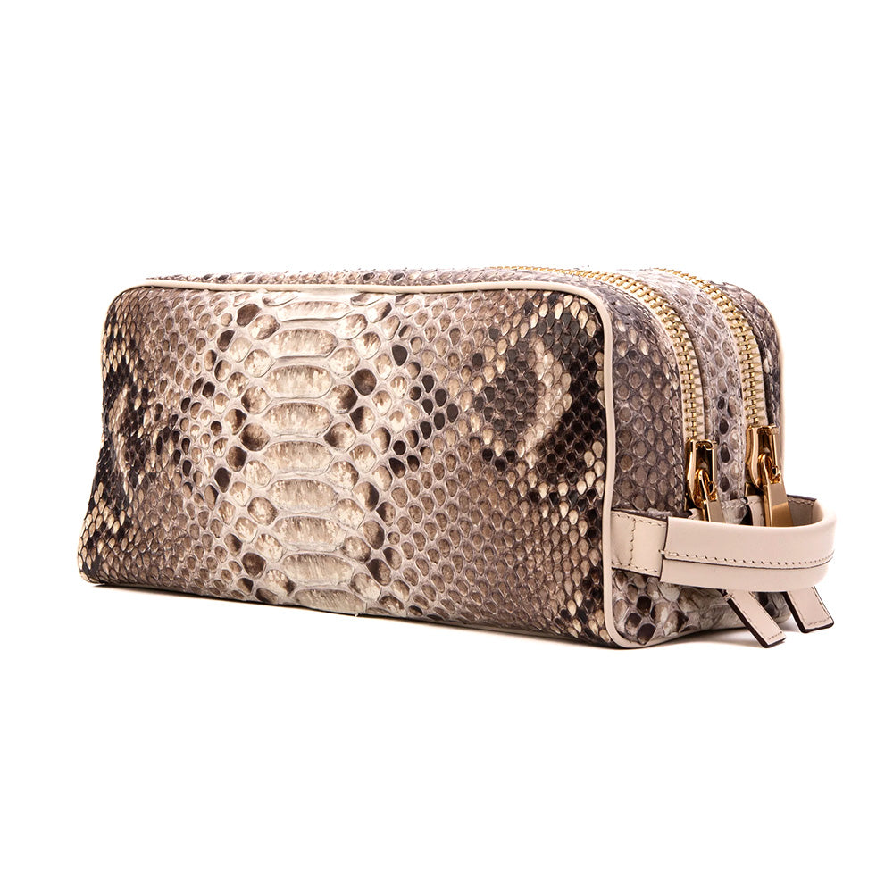 Vinci Leather The Belluno Python Leather Men’s Essentials Bag Natural