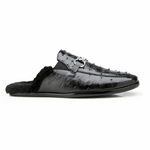 Belvedere Abel Ostrich Slippers Black
