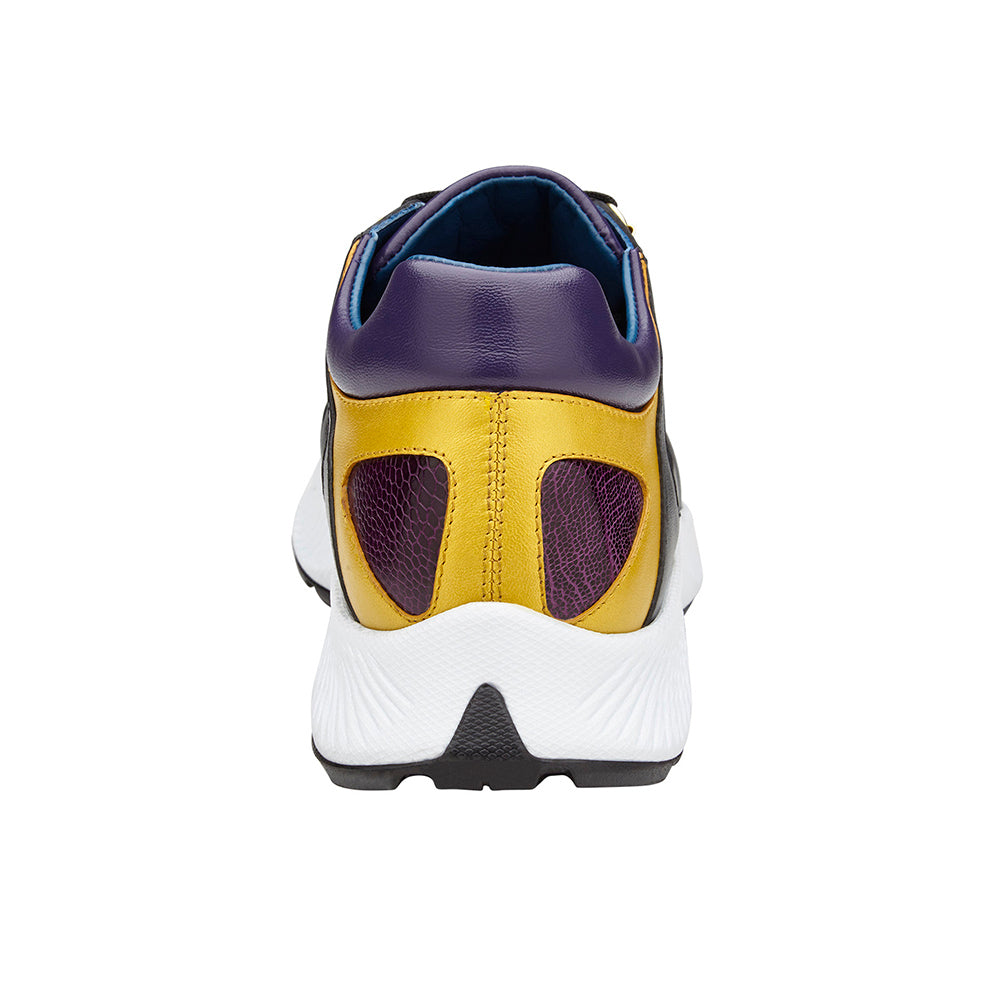 Belvedere Adam Genuine Ostrich / Soft Italian Calfskin Sneakers Gold/Purple/Black