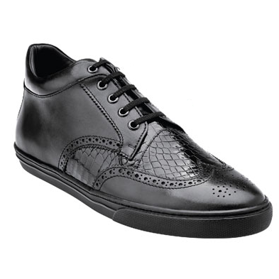 Belvedere Adriano Alligator & Calfskin Wingtip Sneakers Black