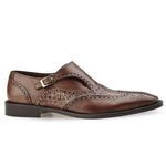 Belvedere Aldo Alligator & Calfskin Wingtip Monk Strap Shoes Antique Maple