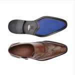Belvedere Aldo Alligator & Calfskin Wingtip Monk Strap Shoes Antique Maple