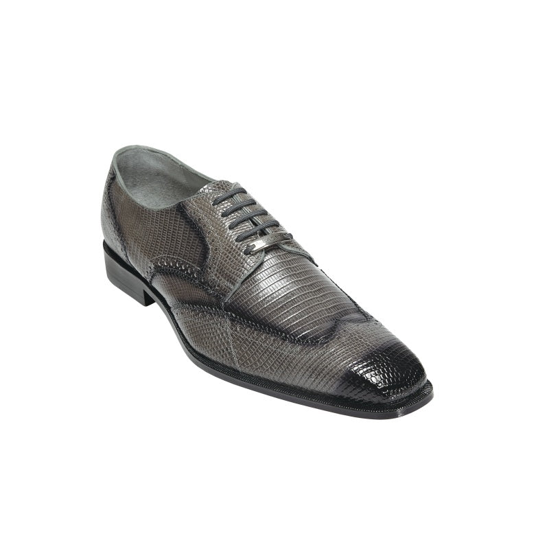 Belvedere Aldo Lizard Wing Tip Shoes Gray/Antique Blue