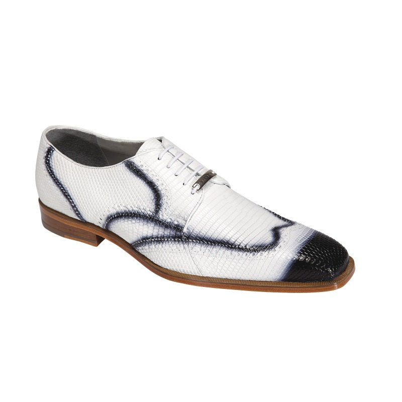 Belvedere Aldo Lizard Wing Tip Shoes White/Antique Blue
