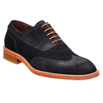 Belvedere Aldo Sanded Lizard & Nubuck Wingtip Oxfords Black
