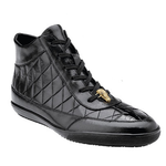 Belvedere Alessio Quilted Calfskin & Crocodile High Top Sneakers Black