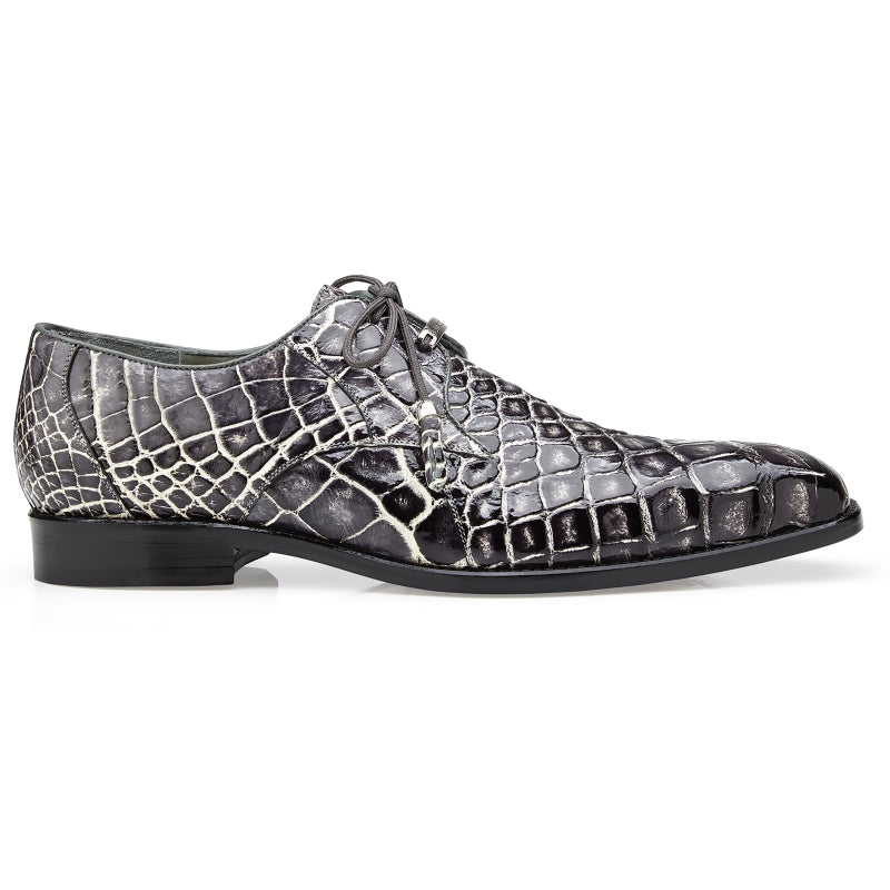 Belvedere Alfred Alligator Derby Shoes Black Rust