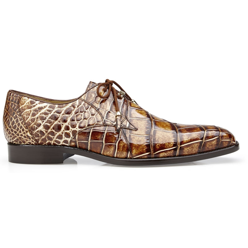 Belvedere Alfred Alligator Derby Shoes Caramel