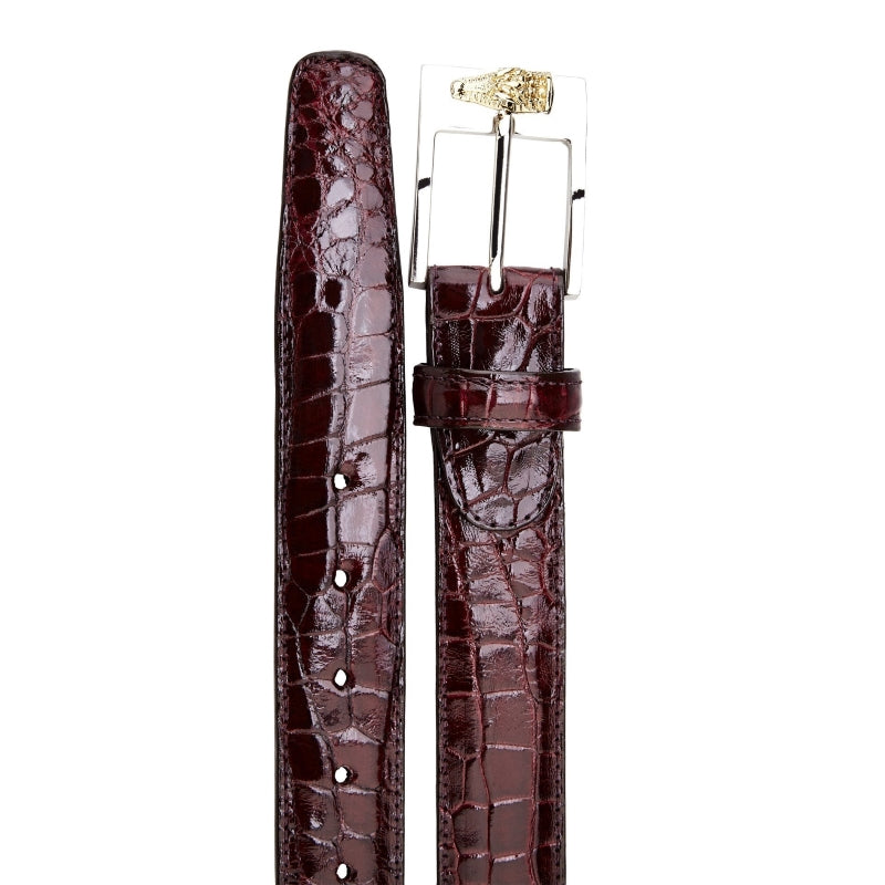 Belvedere Alligator Belt Dark Burgundy