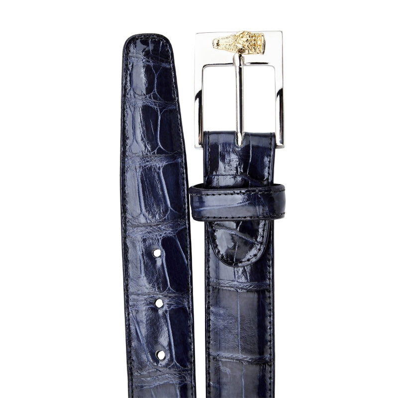 Belvedere Alligator Belt Navy