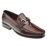 Belvedere Altima Ostrich & Calfskin Bit Loafers Camel / Almond