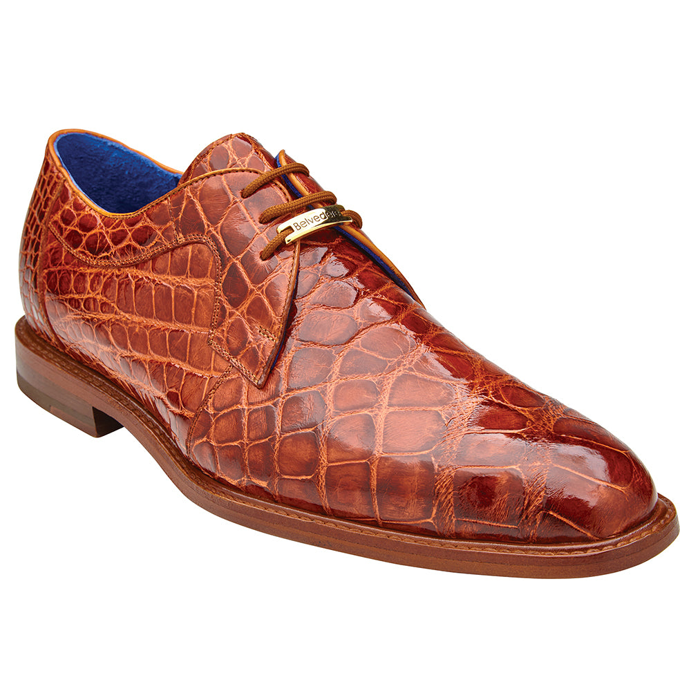 Belvedere Amato Alligator Dress Shoes Antique Brandy