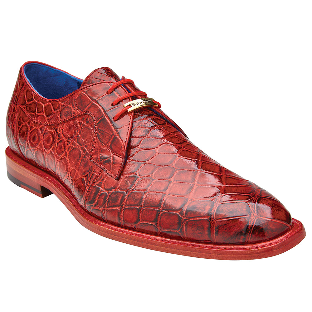 Belvedere Amato Alligator Dress Shoes Antique Red