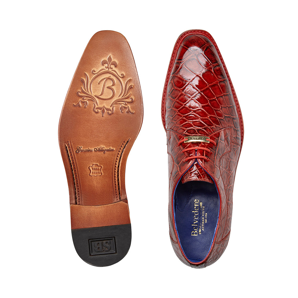 Belvedere Amato Alligator Dress Shoes Antique Red