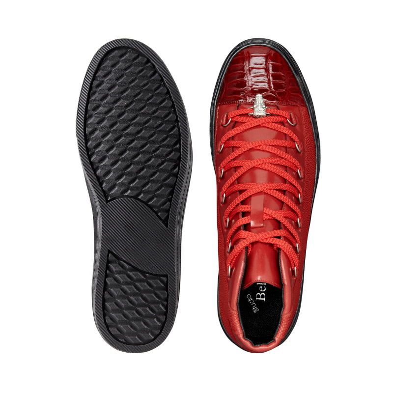 Belvedere Angelo Crocodile & Calf Sneakers Red
