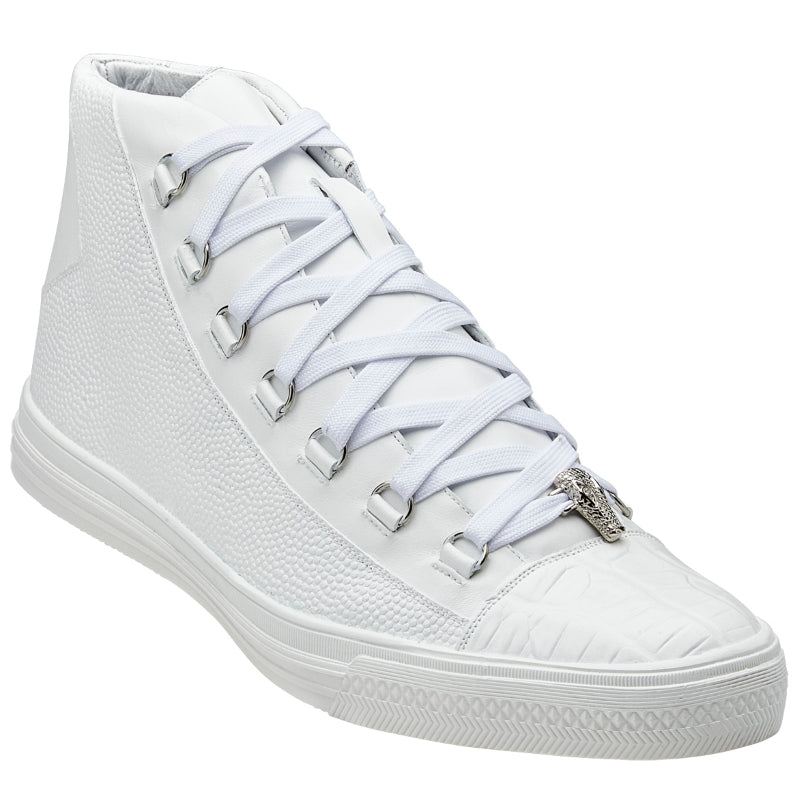 Belvedere Angelo Crocodile & Calf Sneakers White