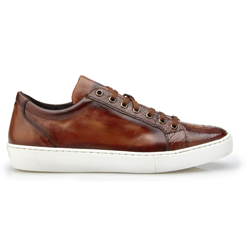 Belvedere Anthony Ostrich Leg & Calfskin Sneakers Almond Safari