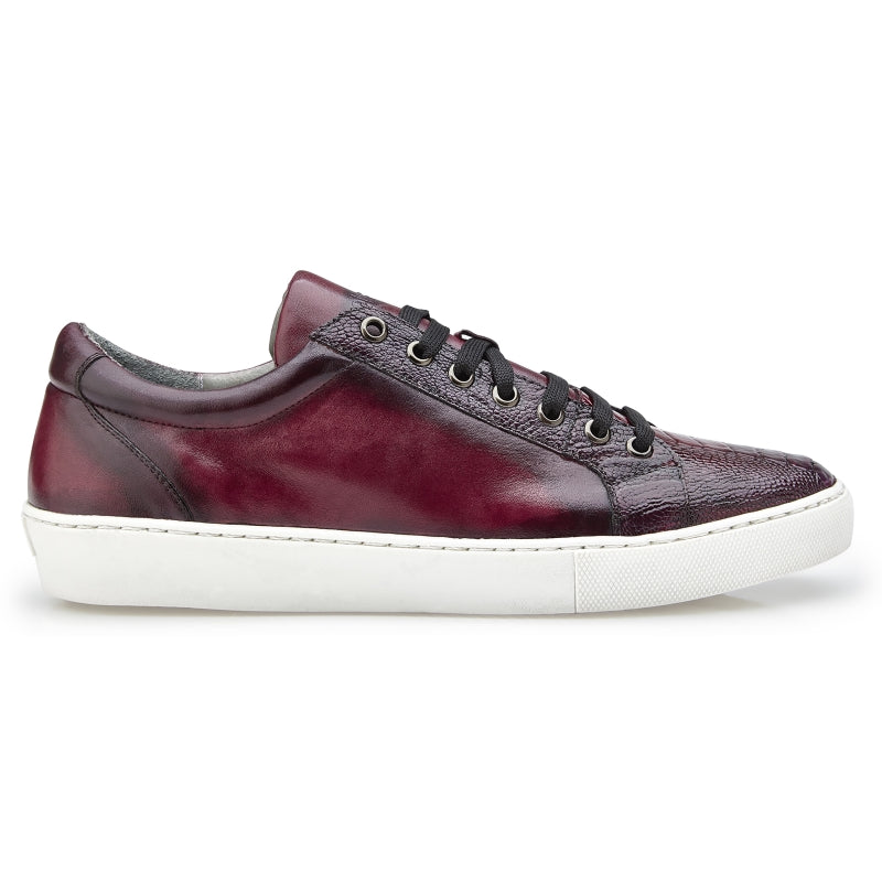Belvedere Anthony Ostrich Leg & Calfskin Sneakers Wine Safari