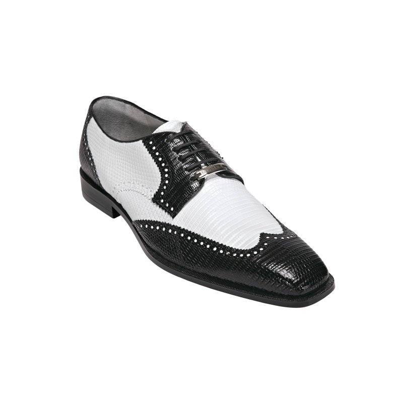 Belvedere Antonio Lizard Wingtip Spectactor Shoes Black/White