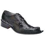 Belvedere Asino Ostrich & Crocodile Shoes Black