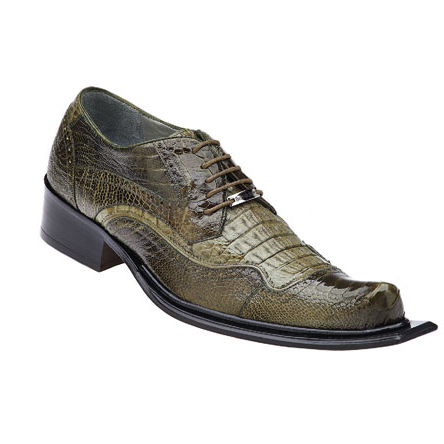 Belvedere Asino Ostrich & Crocodile Shoes Olive