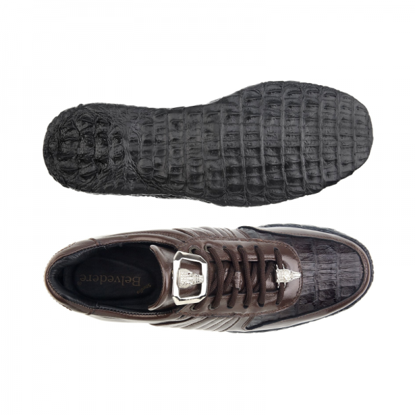 Belvedere Astor Calfskin & Crocodile Sneakers Brown