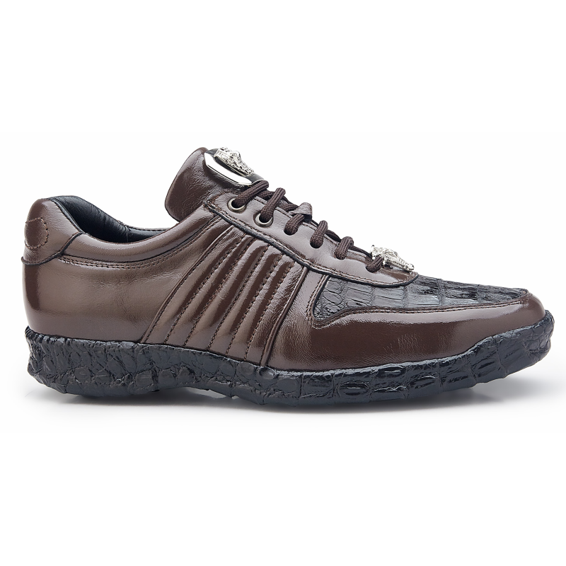 Belvedere Astor Calfskin & Crocodile Sneakers Brown