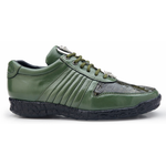 Belvedere Astor Calfskin & Crocodile Sneakers Olive