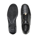 Belvedere Astor Genuine Hornback Caiman Crocodile / Calfskin Sneakers Black (33599)