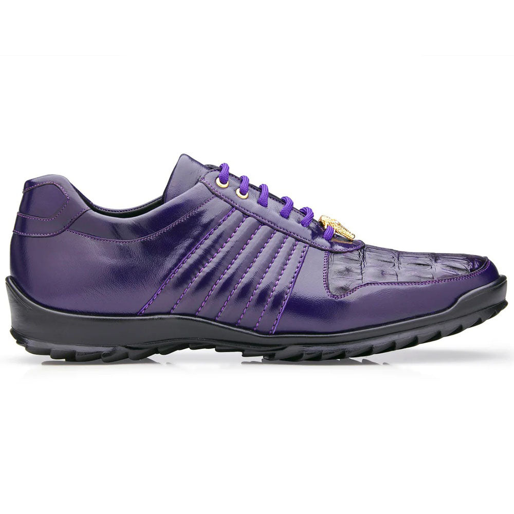 Belvedere Astor Genuine Hornback Caiman Crocodile Crocodile / Calfskin Sneakers Purple