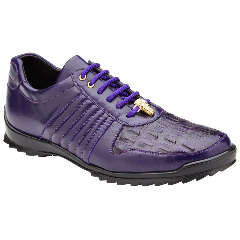 Belvedere Astor Genuine Hornback Caiman Crocodile Crocodile / Calfskin Sneakers Purple (33599)