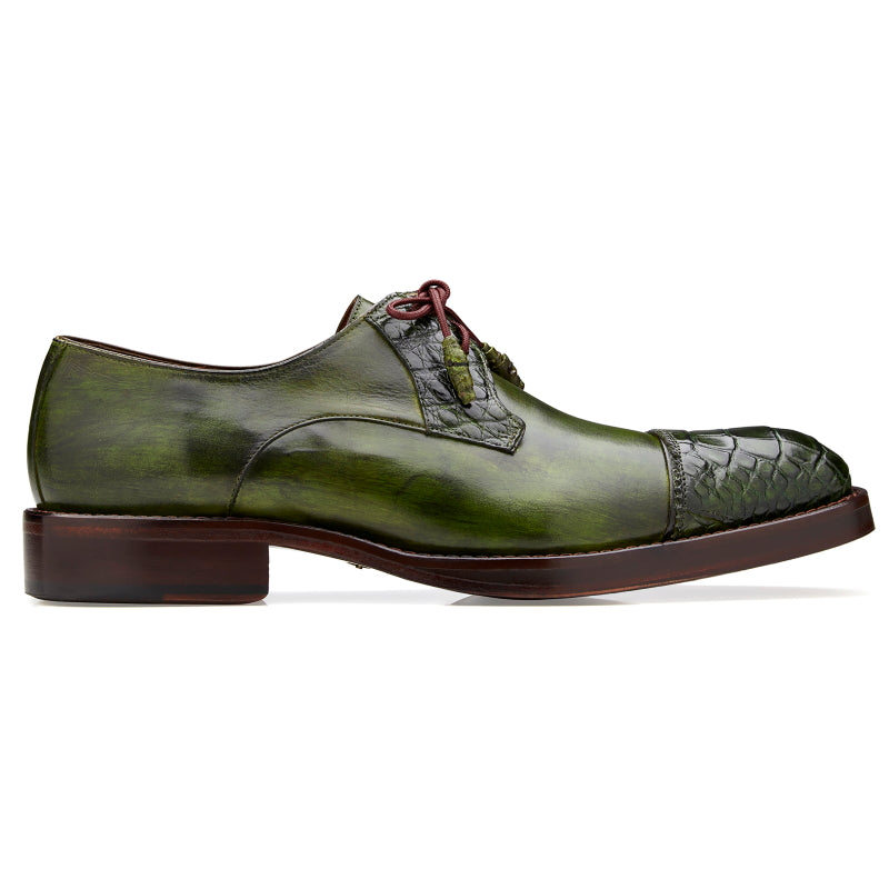 Belvedere Bala Alligator & Calfskin Cap Toe Shoes Emerald Green