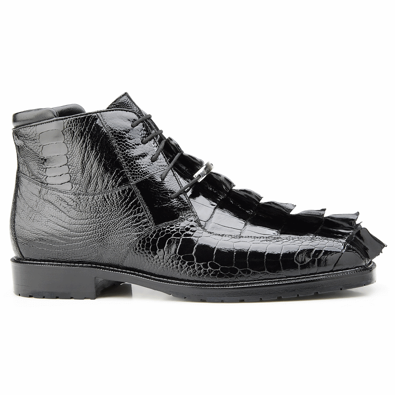Belvedere Barone Hornback & Ostrich Boots Black