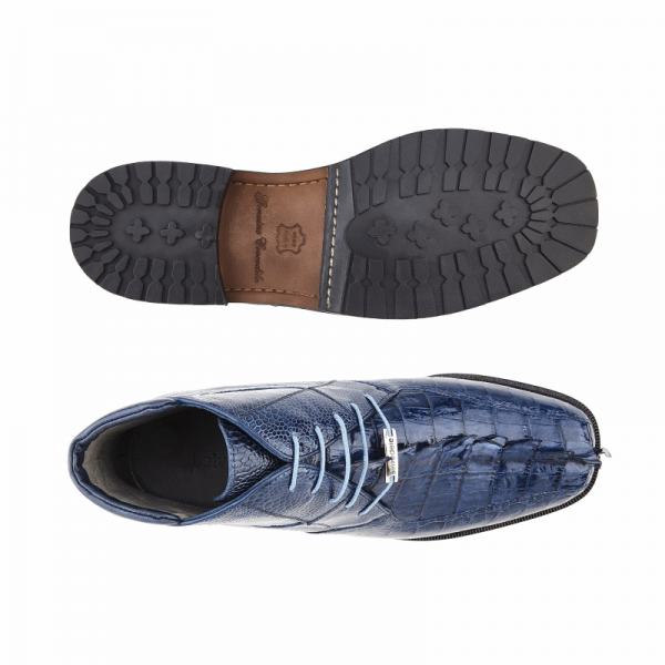 Belvedere Barone Hornback & Ostrich Boots Blue Jean