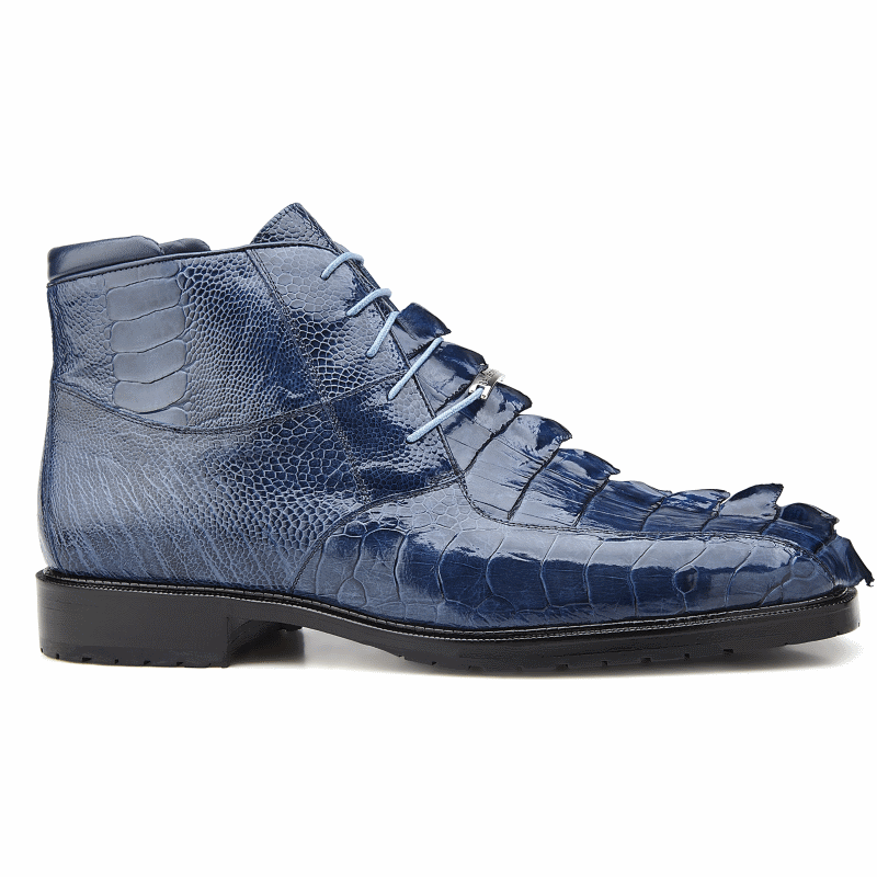 Belvedere Barone Hornback & Ostrich Boots Blue Jean