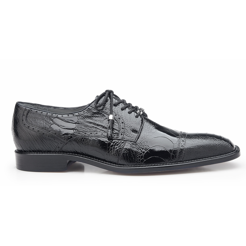 Belvedere Batta Ostrich Leg Cap Toe Shoes Black