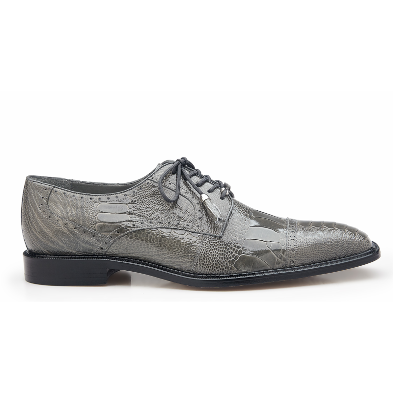 Belvedere Batta Ostrich Leg Cap Toe Shoes Gray